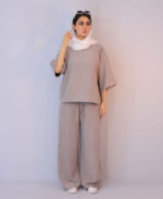 ست | مدل ست تیشرت و شلوار سیلک کد 1229 - طوسی - Image 5