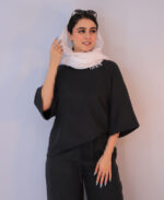 ست | مدل ست تیشرت و شلوار سیلک کد 1229 - مشکی - Image 2