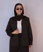 ست | مدل کت و شلوار صوفیا کد 1215 - قهوه ای - Image 2