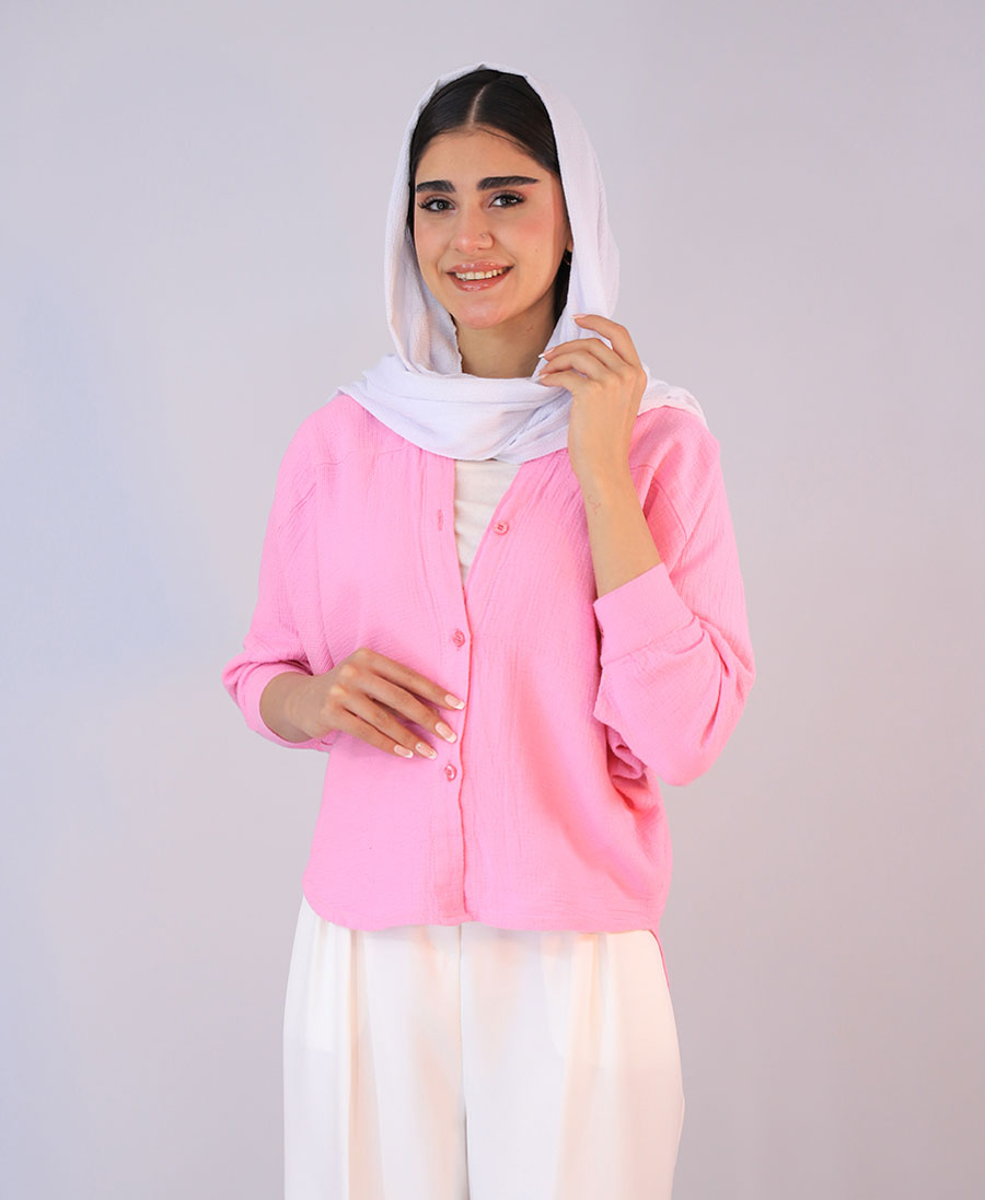 شومیز خفاشی حصیری کد 10100– صورتی پر رنگ شومیز | خفاشی حصیری کد 10100– صورتی پر رنگ - Image 1