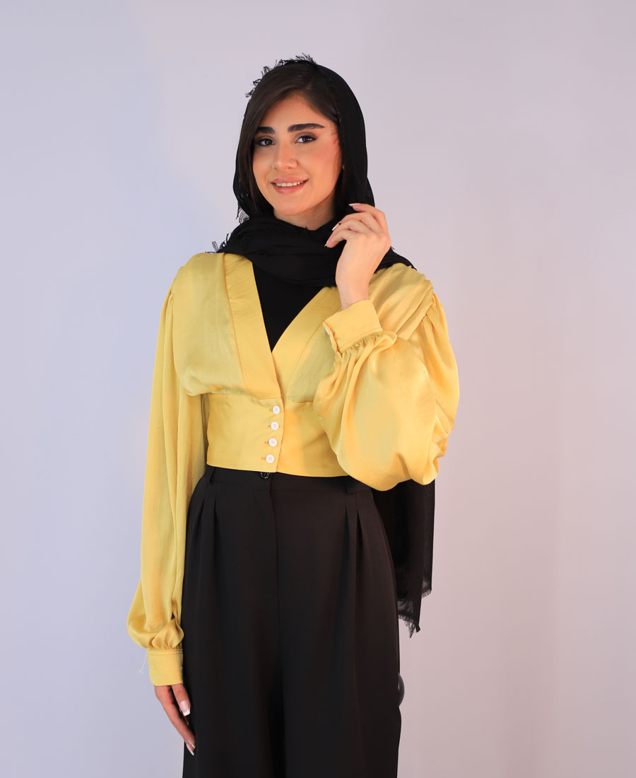 شومیز ساتن کد 10102 – زرد شومیز | ساتن کد 10102 – زرد - Image 1