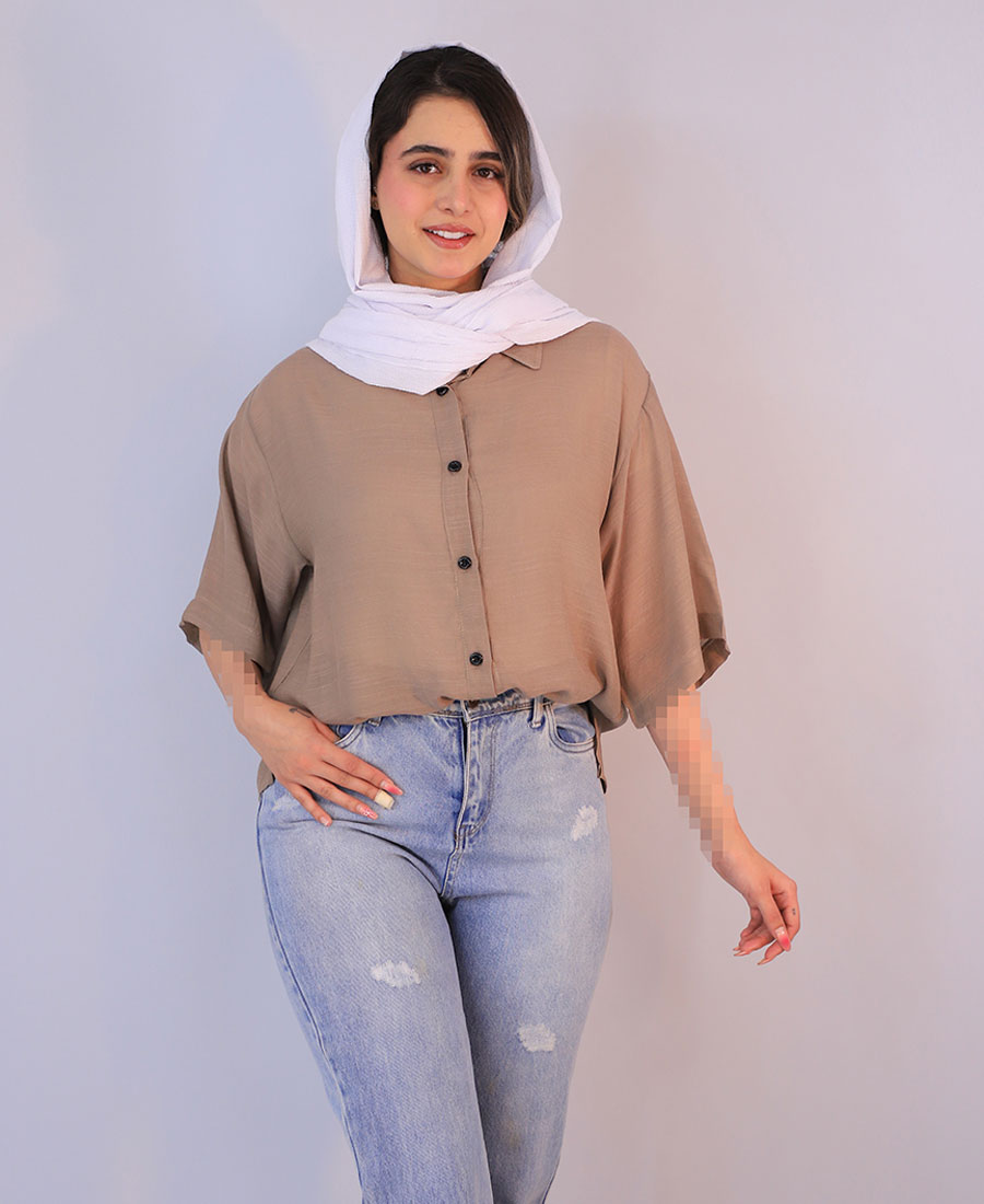 شومیز سان کد 1085 – خاکی شومیز | سان کد 1085 – خاکی - Image 1