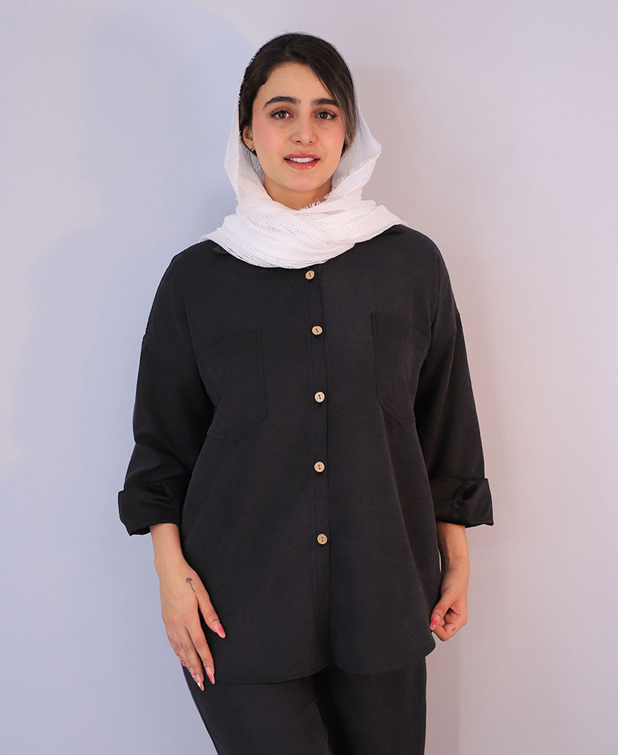 شومیز سیلک کد 1093 – مشکی شومیز | سیلک کد 1093 – مشکی - Image 1