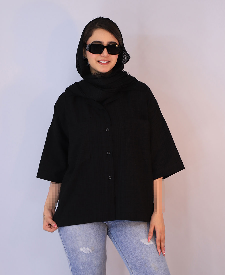 شومیز مدل شومیز باکسی ژاکلین کد 10130 – مشکی (2) شومیز | مدل شومیز باکسی ژاکلین کد 10130 – مشکی - Image 1