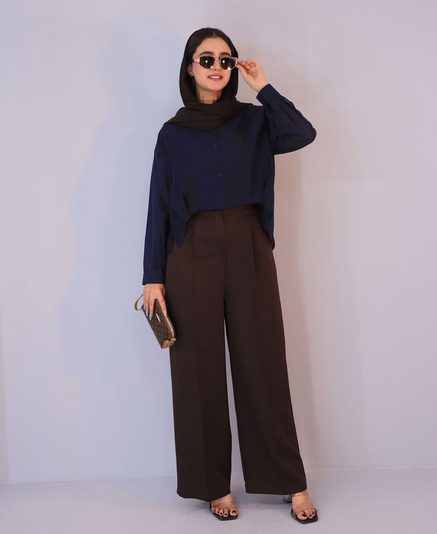شومیز مدل شومیز شیشه ای کد 1271 - سرمه ای (1) شومیز | مدل شومیز شیشه ای کد 1271 - سرمه ای - Image 1