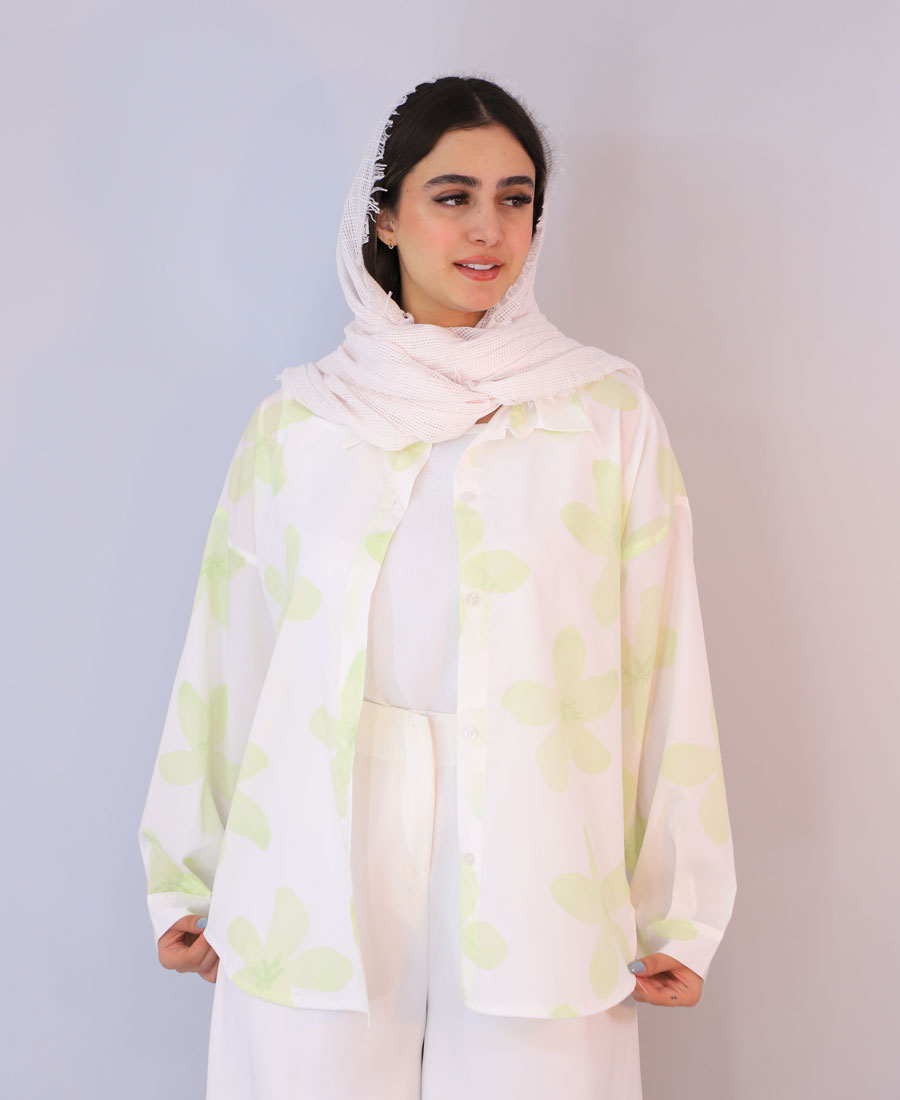 شومیز مدل شومیز گلدار کد 10125– سبز (2) شومیز | مدل شومیز گلدار کد 10125– سبز - Image 1