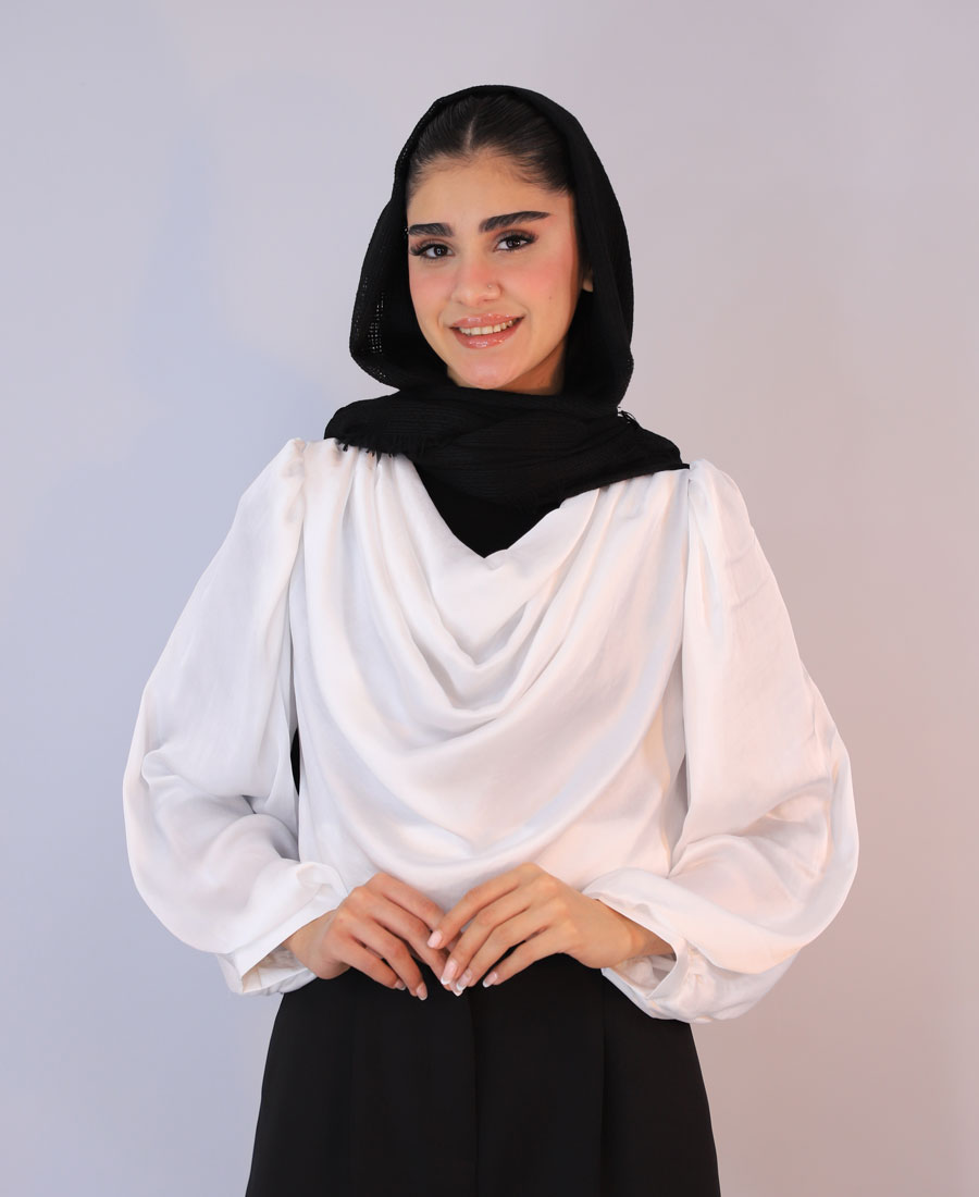 شومیز مزونی یقه دراپه کد 1080- سفید (2) شومیز | مزونی یقه دراپه کد 1080- سفید - Image 1