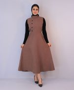 مانتو | مدل ماکسی بشری کد 10120 - قهوه ای