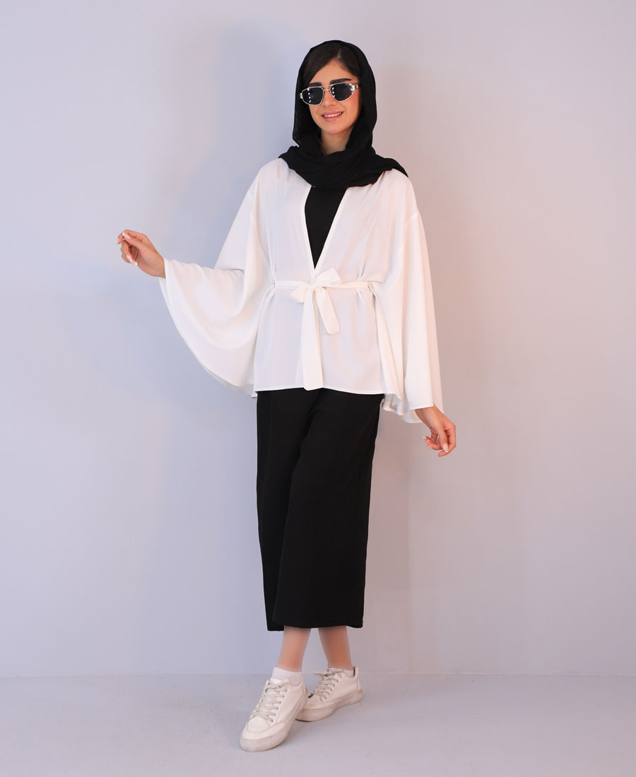 مانتو مدل پانچو تابستانه کد 1221 - سفید (2) مانتو | مدل پانچو تابستانه کد 1221 - سفید - Image 1