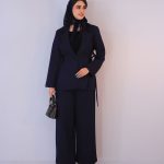 کت  | مدل کت مزونی کمر پاپیونی کد 1216 - سرمه ای