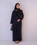 کت  | مدل کت مزونی کمر پاپیونی کد 1216 - سرمه ای