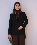 کت | مدل کت مزونی کمر پاپیونی کد 1216 - مشکی - Image 2