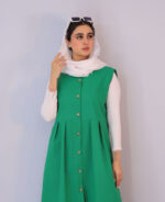 ست | مدل ست کت و سارافون لینن کد 1284 - سبز - Image 3