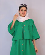 ست | مدل ست کت و سارافون لینن کد 1284 - سبز - Image 5