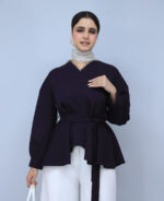 شومیز | مدل شومیز عروسکی کد 1367 - بادمجانی - Image 2