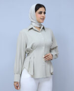 شومیز | مدل شومیز پشت بندی بزیاق کد 1362 - استخوانی - Image 2