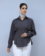 شومیز | مدل شومیز پشت بندی بزیاق کد 1362 - طوسی - Image 2