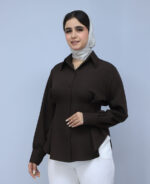شومیز | مدل شومیز پشت بندی بزیاق کد 1362 - قهوه ای - Image 2