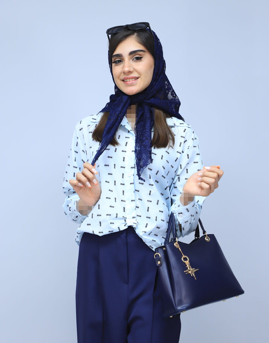 5 شومیز | مدل شومیز گره ای کد 1484 - آبی - Image 1