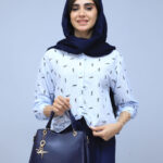 شومیز | مدل شومیز نگینی کد 1488 - آبی