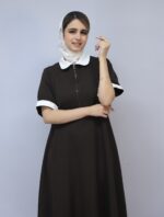 مانتو | مدل ماکسی دیانا کد 1560 - قهوه ای - Image 2