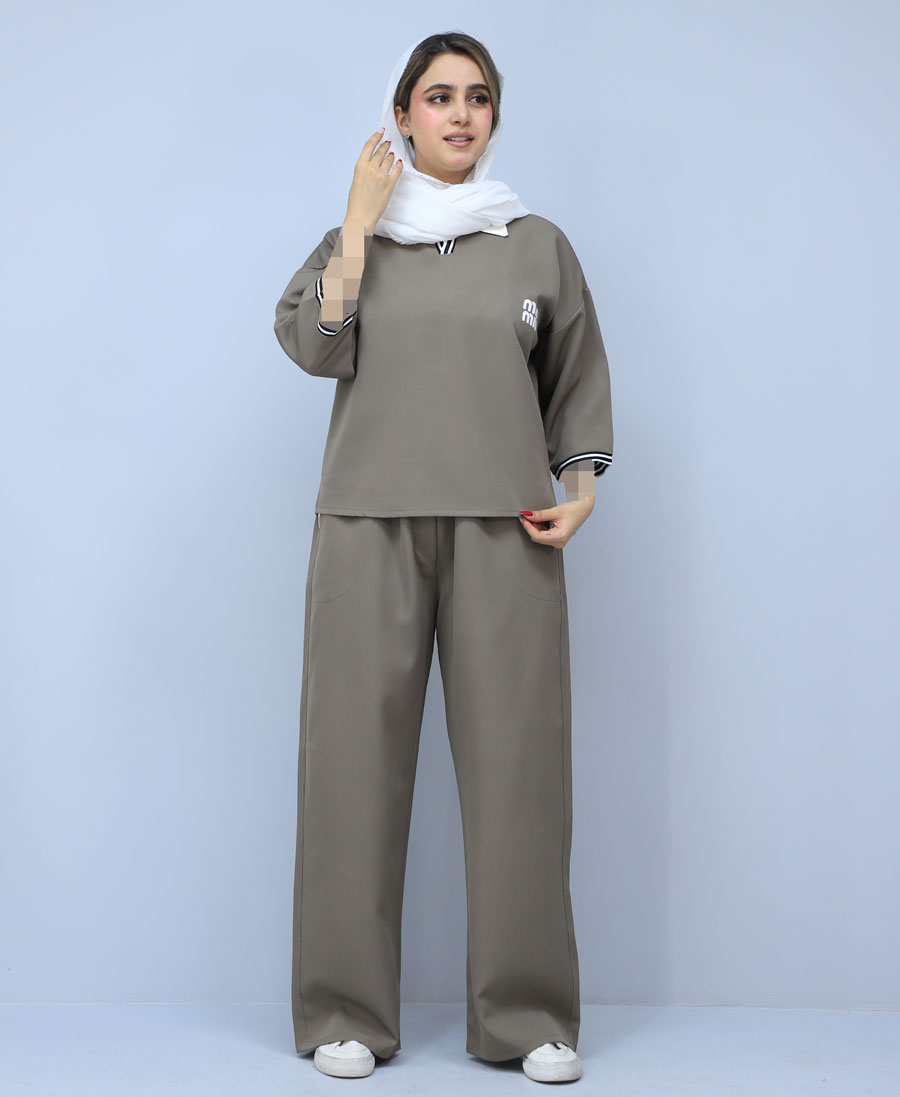 ست مدل ست تیشرت شلوار کد 1515 - خاکی (1) ست | مدل ست تیشرت شلوار کد 1515 - خاکی - Image 1