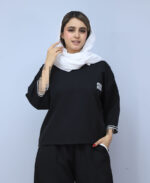 ست | مدل ست تیشرت شلوار کد 1515 - مشکی - Image 2