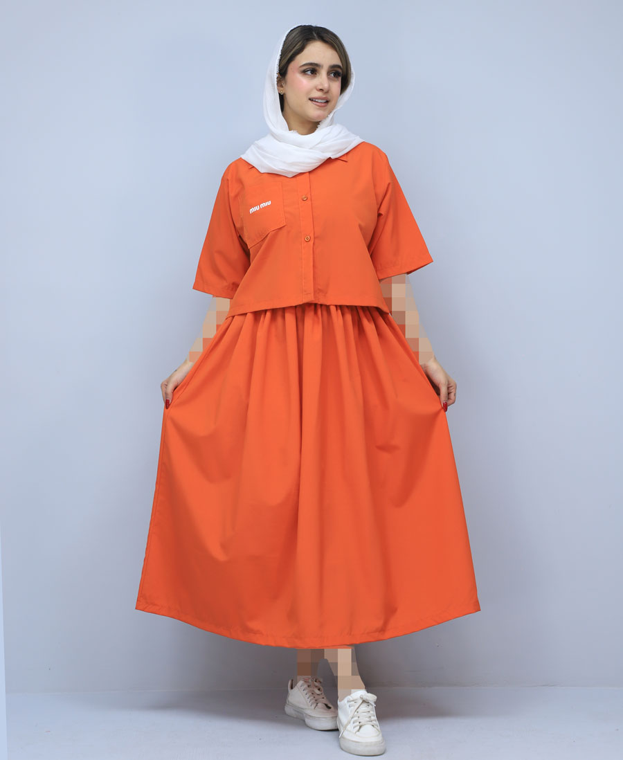 ست مدل ست شومیز دامن کد 1514 - نارنجی ست | مدل ست شومیز دامن کد 1514 - نارنجی - Image 1