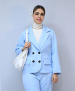 ست | مدل ست کت و شلوار آماندا کد 1590 - آبی - Image 2