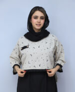 ست | مدل ست کراپ سارافون گلدار کد 1518 - استخوانی - Image 2