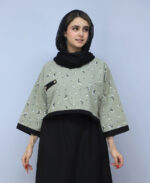 ست | مدل ست کراپ سارافون گلدار کد 1518 - سبز سدری - Image 2