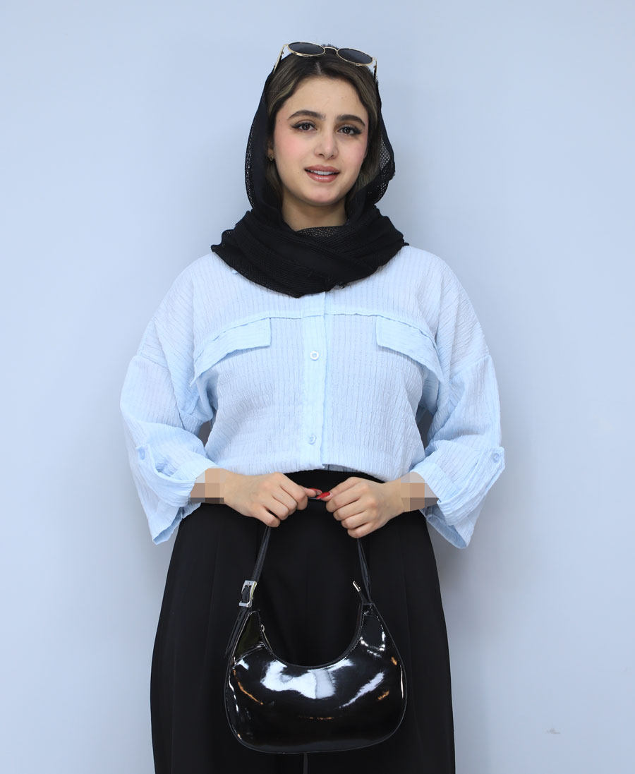 شومیز جیب دار کد 1520 - آبی آسمانی شومیز | مدل شومیز جیب دار کد 1520 - آبی آسمانی - Image 1