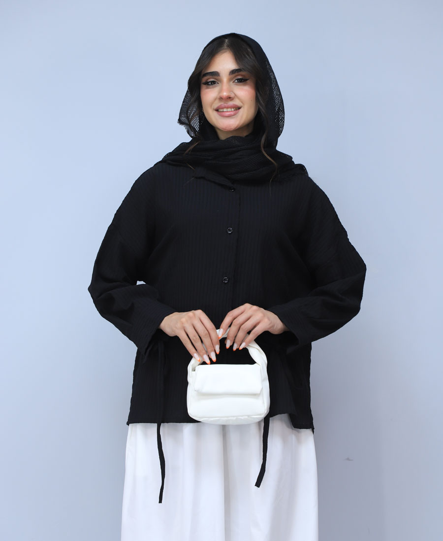 شومیز مدل شومیز بندی کد 1521 - مشکی شومیز | مدل شومیز بندی کد 1521 - مشکی - Image 1