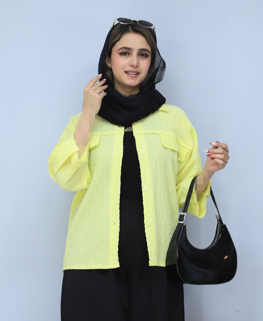 شومیز مدل شومیز جیب دار کد 1520 - زرد شومیز | مدل شومیز جیب دار کد 1520 - زرد - Image 1