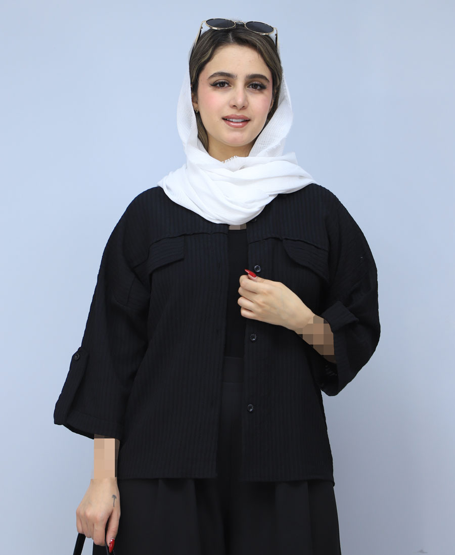 شومیز مدل شومیز جیب دار کد 1520 - مشکی شومیز | مدل شومیز جیب دار کد 1520 - مشکی - Image 1