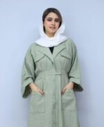 مانتو | مدل مانتو یقه انگلیسی راه راه کد 1517 - سبز - Image 2