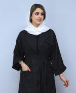 مانتو | مدل مانتو یقه انگلیسی راه راه کد 1517 - مشکی - Image 2