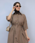 مانتو | مدل ماکسی سیلک کد 1546 - قهوه ای - Image 3