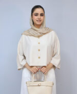 مانتو | مدل پانچ دکمه چوبی کد 1552 - استخوانی - Image 2
