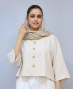 مانتو | مدل پانچ دکمه چوبی کد 1552 - استخوانی - Image 3