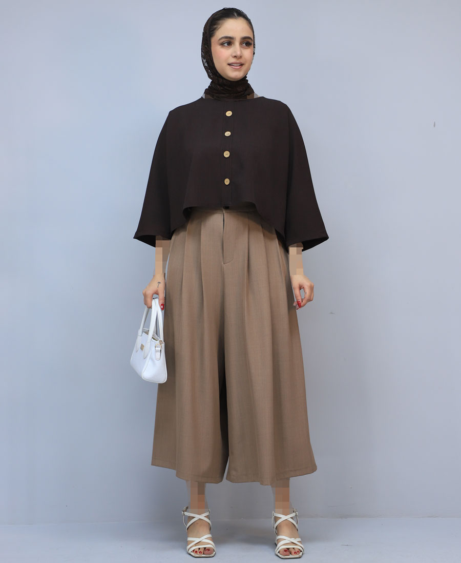مانتو مدل پانچ دکمه چوبی کد 1552 - قهوه ای (4) مانتو | مدل پانچ دکمه چوبی کد 1552 - قهوه ای - Image 1