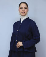 ست | مدل ست کت و شلوار ساعت شنی لاولی کد 1651 - سرمه ای - Image 3