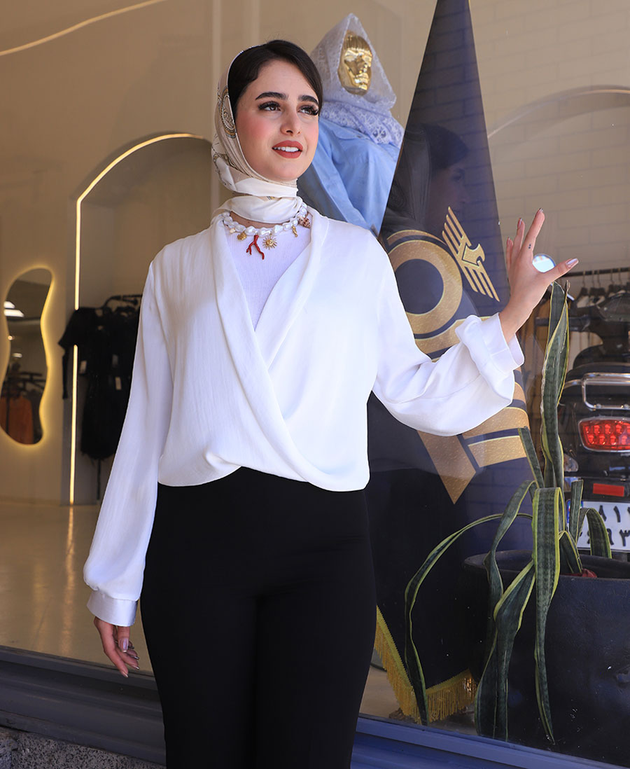 شومیز مدل شومیز ساتن کد 1633 - سفید (1) شومیز | مدل شومیز ساتن کد 1633 - سفید - Image 1