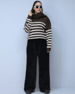 بافت | مدل بافت یقه دار ریز کد 53560 - قهوه ای