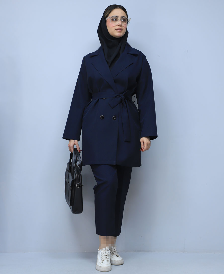 ست مدل ست کت و شلوار اداری شکوفه کد 53771 - سرمه ای (1) ست | مدل ست کت و شلوار اداری شکوفه کد 53771 - سرمه ای - Image 1