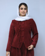 کت | مدل کت دکمه چینی کد 53742 - زرشکی - Image 2